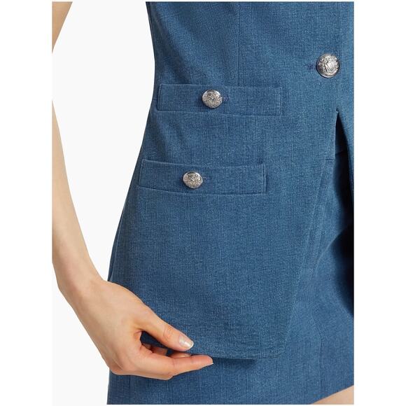 Veronica Beard Tamara Denim Vest Top Size 8 - Picture 4 of 8